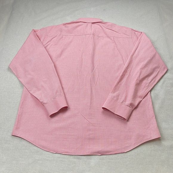 Calvin Klein Dress Shirt Mens 16.5 34/35 Pink Gingham Long Sleeve Button Down - Picture 3 of 12